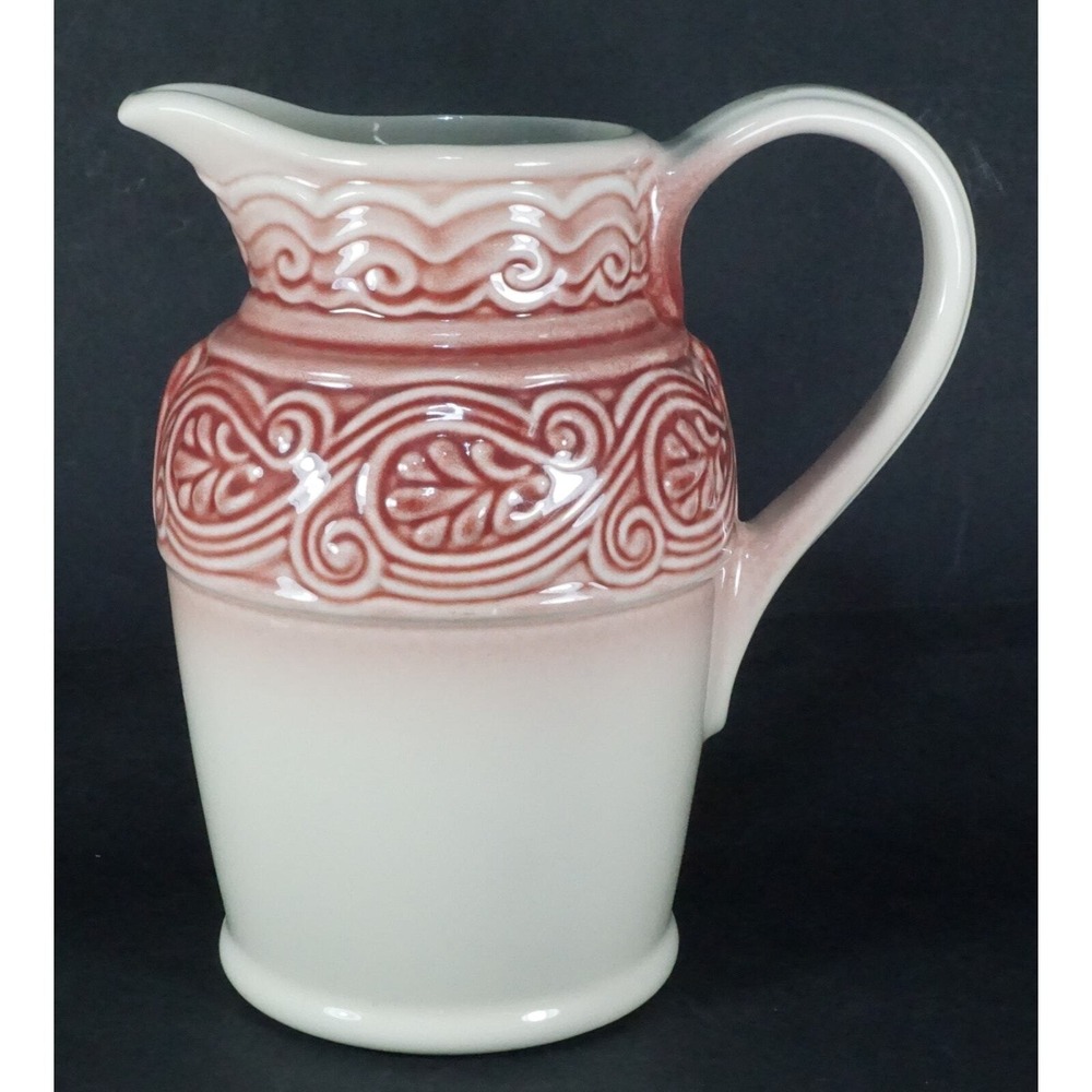 Longaberger American Craft 8" Tall Pitcher Paprika Red and Cream Retired 2005